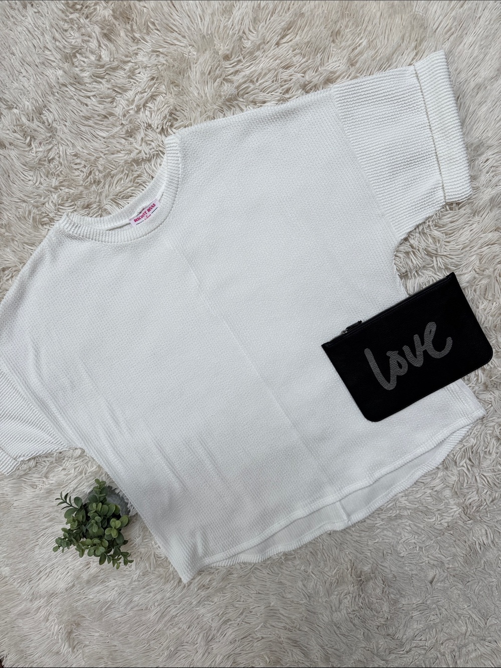 Discount Divas Raised Ribbed Short-Sleeve Top 💗 White